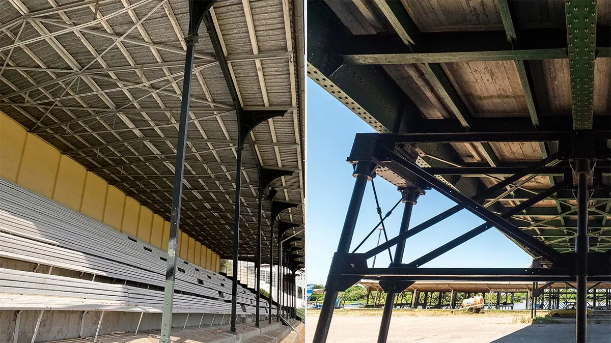 Comparación de estructuras realizadas con planchas laminadas delgadas y gruesas, de izquierda a derecha